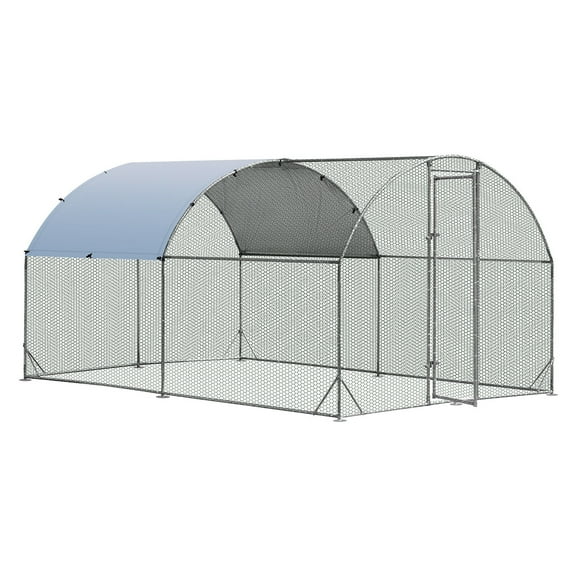 Gymax Large Metal Chicken Coop Outdoor Galvanized Dome Cage w/ Cover 9 ft x 12.5 ft