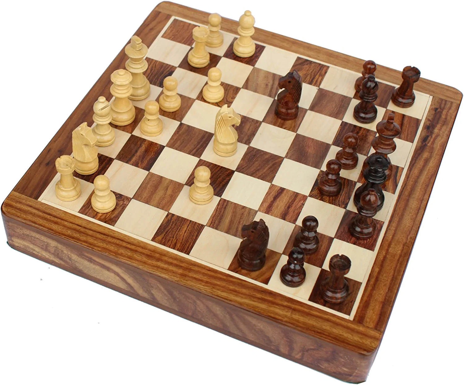SouvNear Limited Stock - Chess Set 12x12 Magnetic Chess Set Standard Board Game with Chessmen Storage Drawer Handmade in Fine Wood - Non-Folding