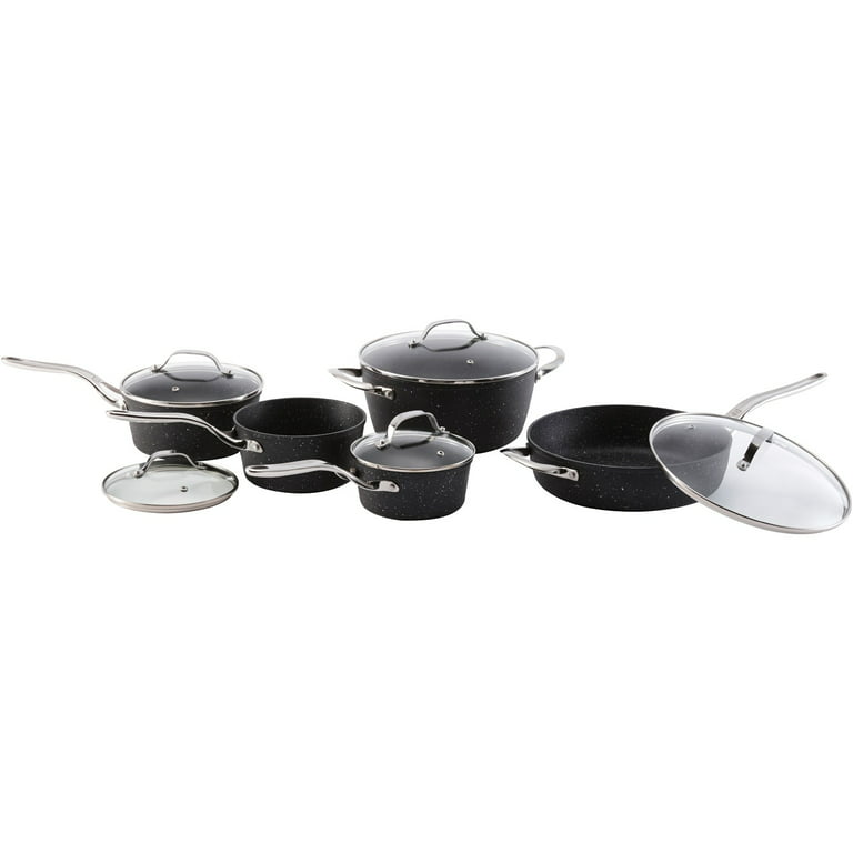 Starfrit The Rock 6-Piece Aluminum Nonstick Cookware Set in Black Speckle  843631126226 - The Home Depot