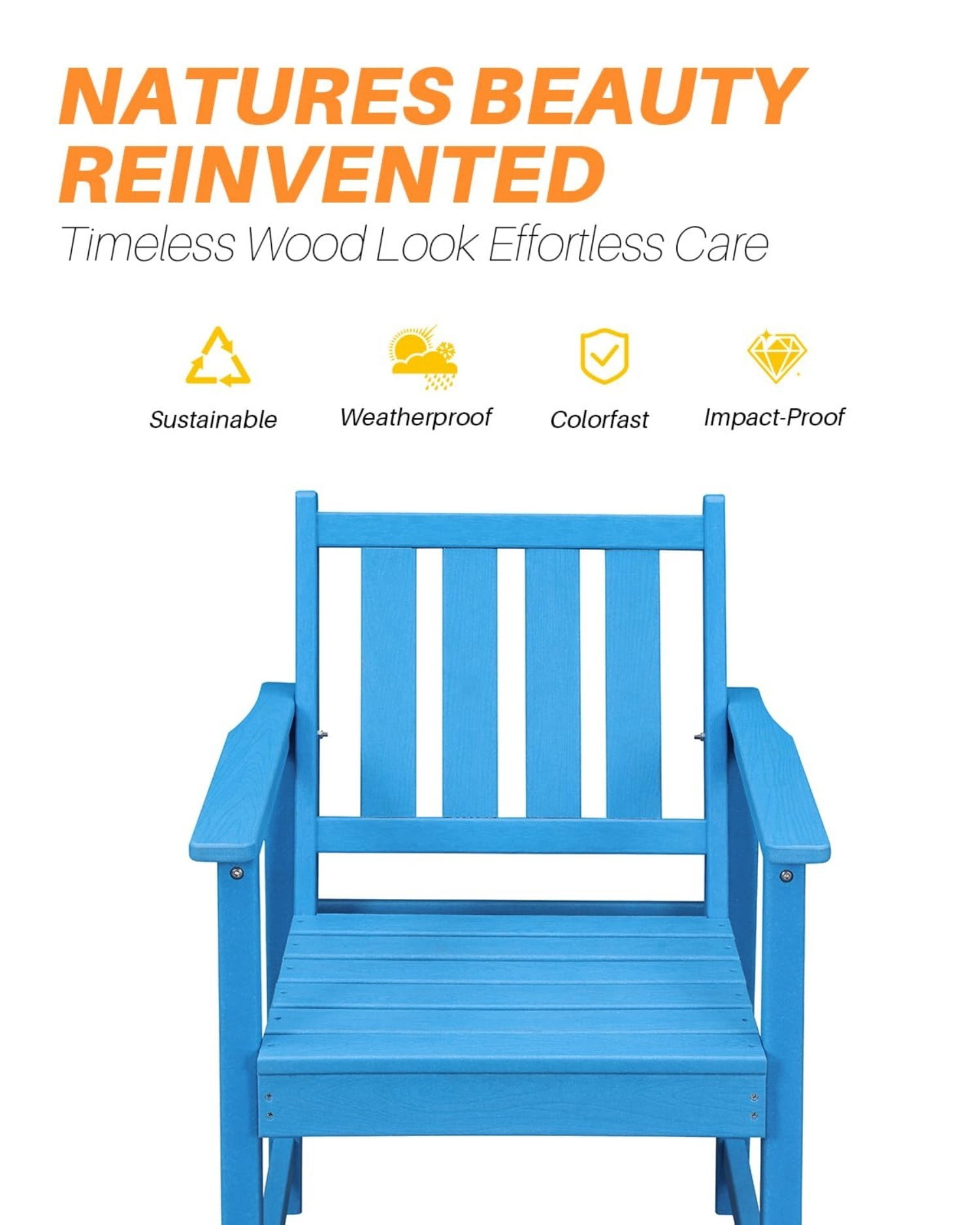 Patio Dining Chair Set of 2, HDPE Outdoor Dining Chairs with Ergonomic Backrest, All Weather Patio Chairs for Backyard, Deck, Garden, Poolside, Sky Blue