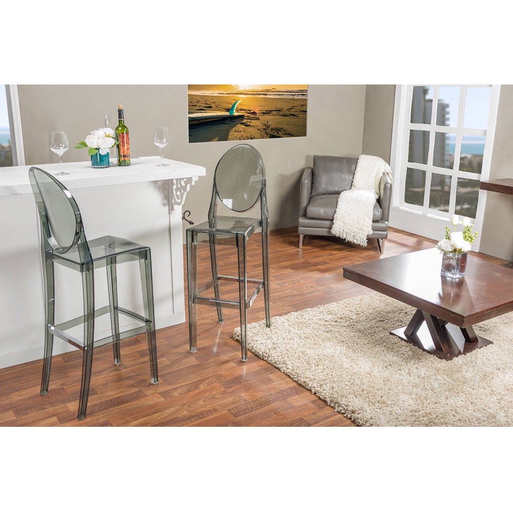 Infinity Smoked Plastic Contemporary Bar Stool