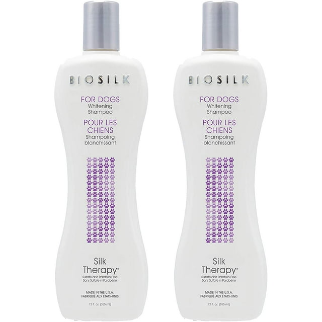 Champú para perros BioSilk Silk Therapy Whitening 360 ml, paquete de 2