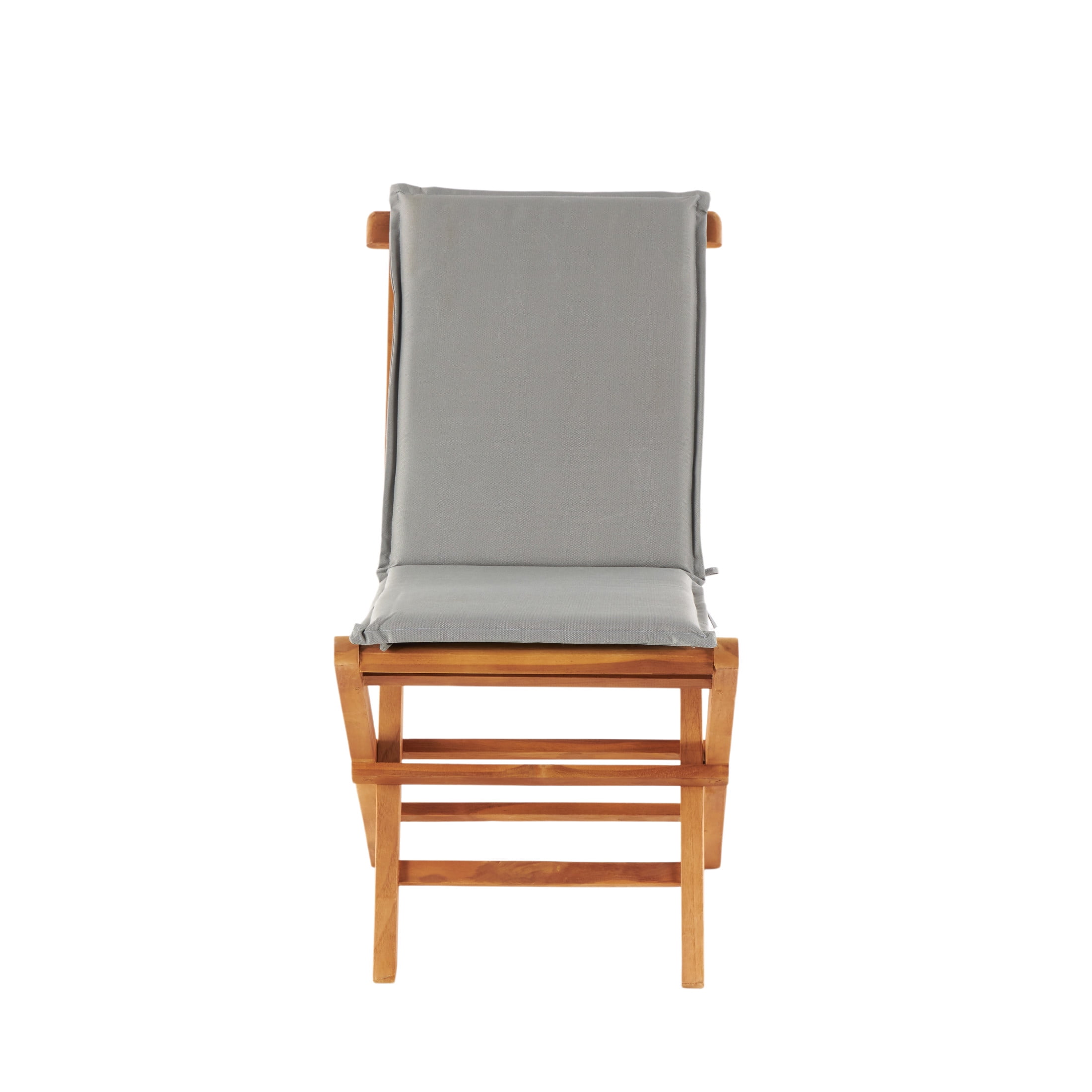 DecMode Folding Outdoor Dining Chair with Cushions - Teak Wood - Set of 2 - Brown