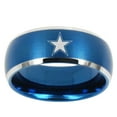 thumbnail image 2 of Tungsten Cowboys Star 8mm Brushed Blue Two Tone Dome Polished Edges Men Ring, 2 of 2