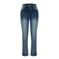 thumbnail image 4 of Jjayotai Mid Rise Bootcut Jeans for Women, High Stretch Skinny Leg Jeans, Straight Curvy Denim Pants Dark Blue XL, 4 of 9