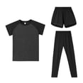 thumbnail image 5 of ITSAME Girls Athletic Outfit 3-Piece, School Uniform Crewneck Shirt with Shorts and Pants Kids Quick-Dry Sport Set Dark Gray 14-15T, 5 of 5