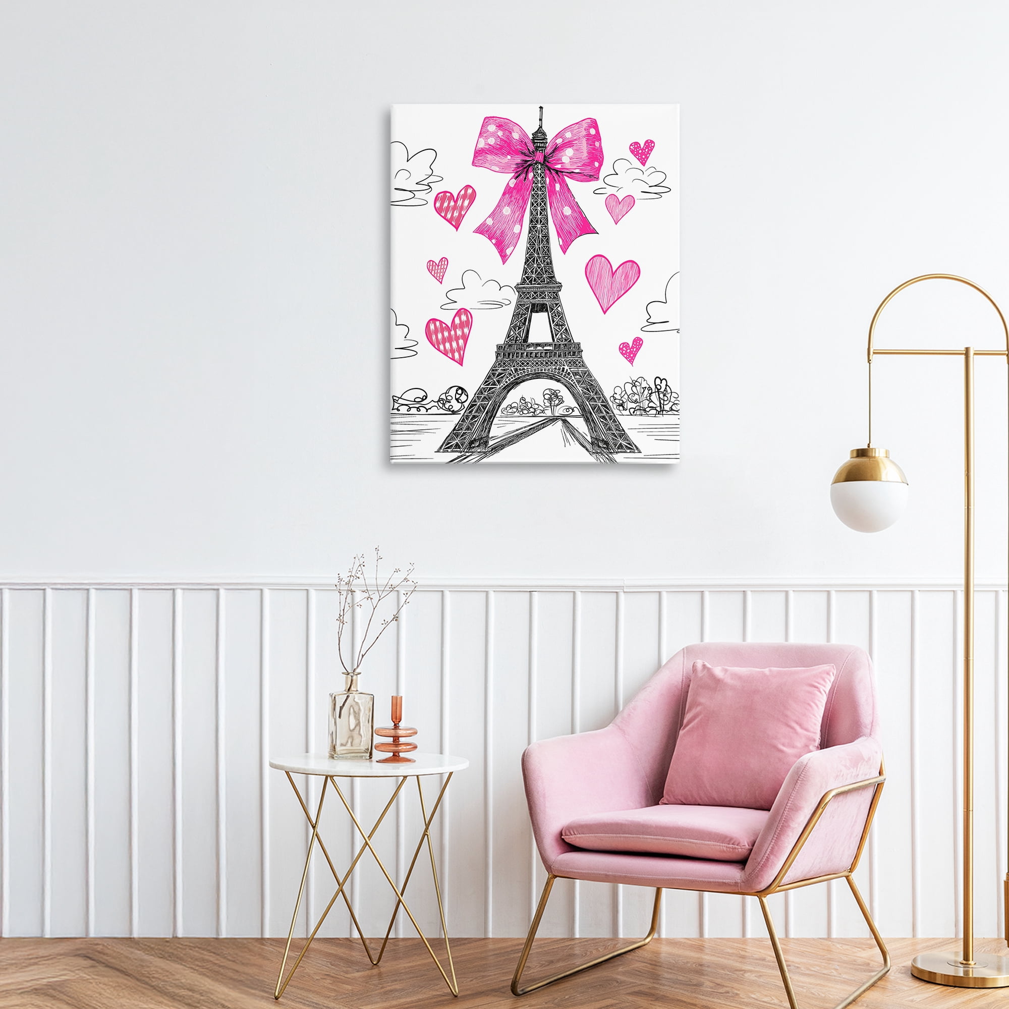 Stupell Industries Heart Patterned Eiffel Tower Canvas Wall Art, design by Jess Stempel