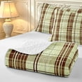 thumbnail image 4 of Manfei Modern Checkered Quilt Full,Vintage Stripes Full Bedspread Sets,Brown Yellow,3-Piece,1 Coverlet and 2 Pillowcases, 4 of 7