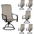 thumbnail image 2 of 360° Rotating & 15° Rocking Patio Dining Chair with Ergonomic High-Back, All-Weather  Fabric & Sturdy Iron Frame (6-Pack, Brown), 2 of 8