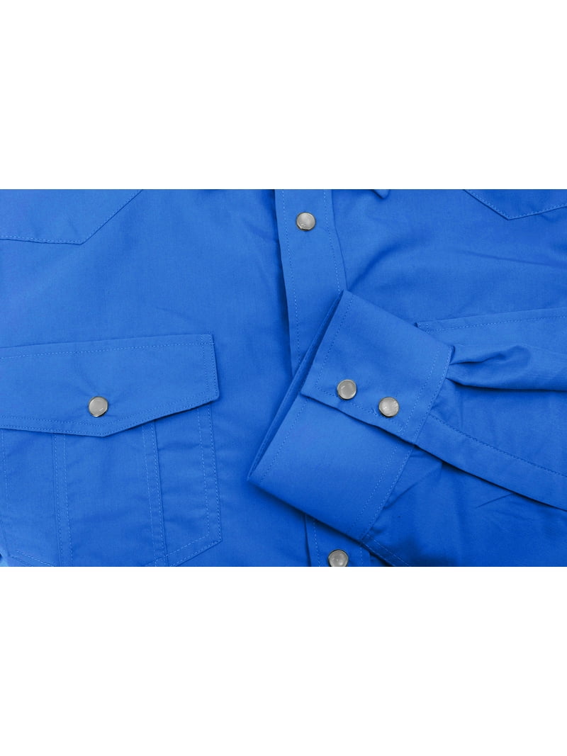 royal blue dress shirt walmart Men's Casual Western Pearl Snap Button Down Long Sleeve Cowboy Dress Shirt (Royal  Blue, S)