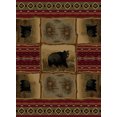 thumbnail image 1 of Sierra Bear Novelty Lodge Pattern Red Rectangle Area Rug, 4' x 5', 1 of 10