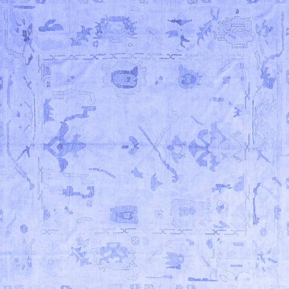 Ahgly Company Machine Washable Indoor Square Oriental Blue Traditional Area Rugs, 3' Square