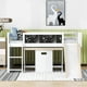 Full Size Loft Bed with Desk and Slide for Kids, Wooden Low Full Loft Bed Frame with Blackboard and Chair for Kids Boys Girls, Open Cabinets and Built-in Staircase Design, White - image 3 of 7
