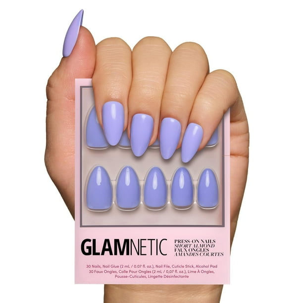 Press-On Nails Glamnetic Periwinkle Short Almendra Morado
