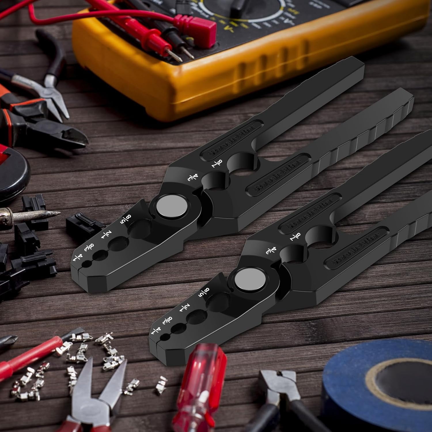 Copper Pipe Rounder, 6 - Hole Flat Copper Tube Repair Plier, Fits 1/4" 3/8" 1/2" 5/8" 3/4" 7/8" Pipes, Manual Operation Pipe Rounding Tool