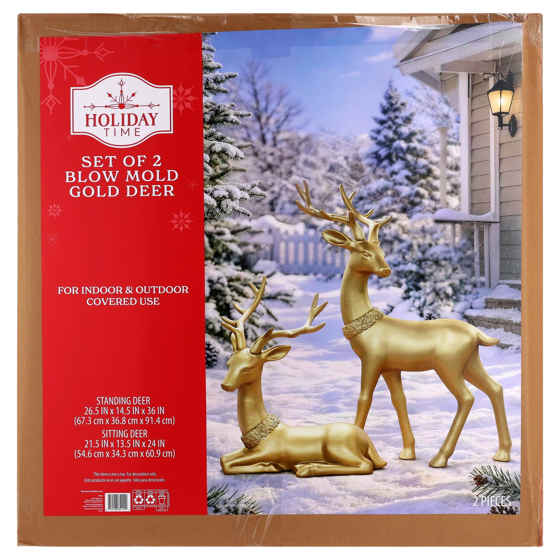 Holiday Time Blow Mold Deer Indoor/Outdoor Christmas Decoration Set photo 2