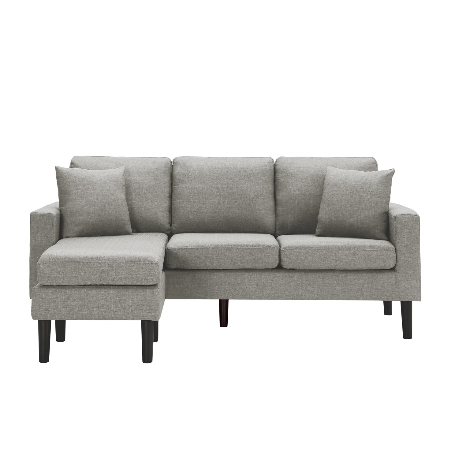 Kadyn 72" Sectional Sofa, L-Shaped Sofa with 2 Pillows, Fabric 3-Seat Sofa for Living Room, Light Grey