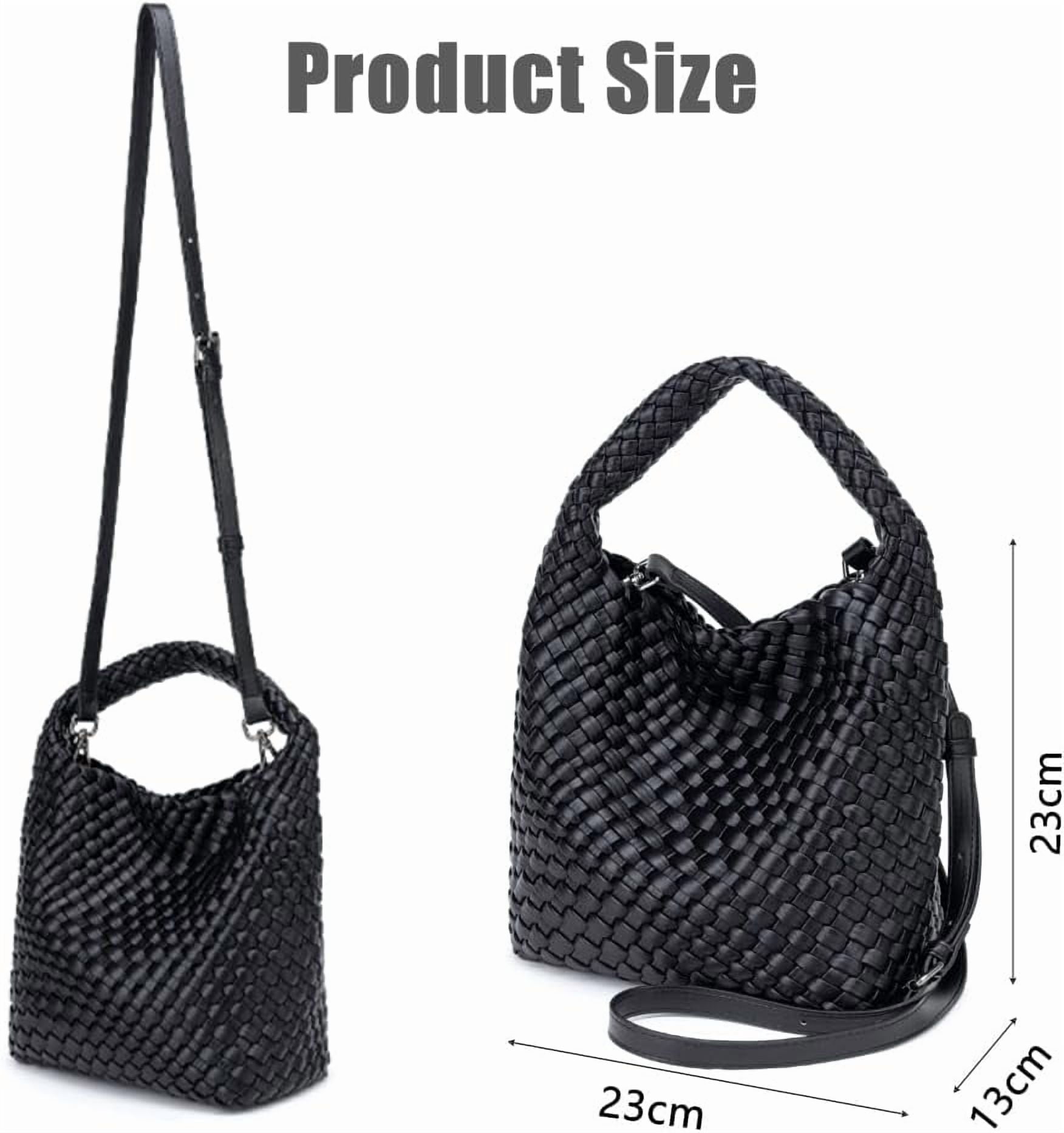 CAILDANL Woven Leather Bags for Women Knoted Women Handbag Designer Shoulder Bucket Purse Handmade Fashion Tote Hobo Bag Small