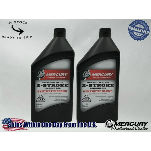 Mercury OEM Premium Plus 2-Stroke Semi Synthetic Oil Quarts 858026K01 2 Pack