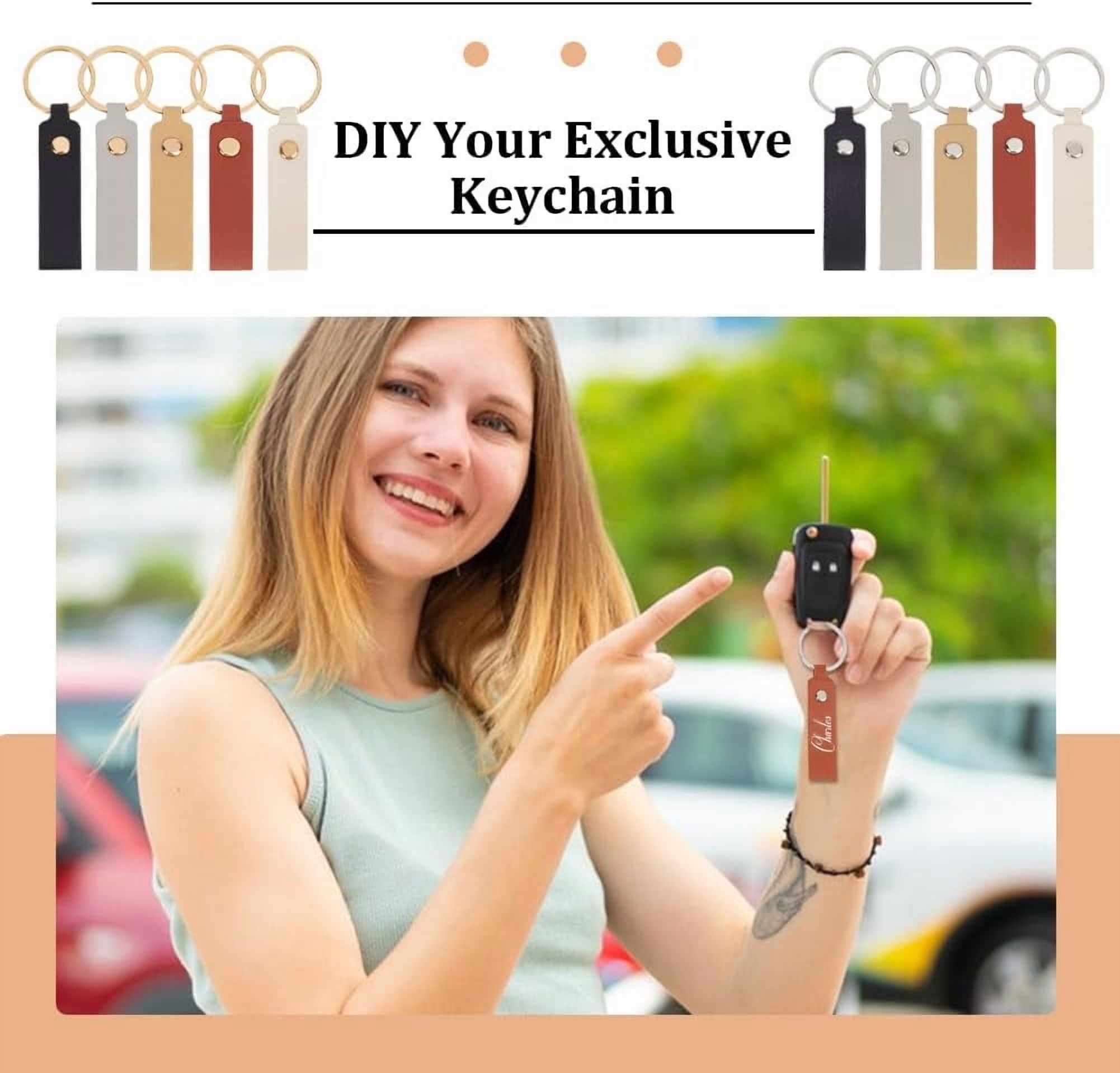 64Pcs 16 Colors PU Leather Keychain with Iron Key Rings Mixed Color 9.5x1.6cm 4pcs/color