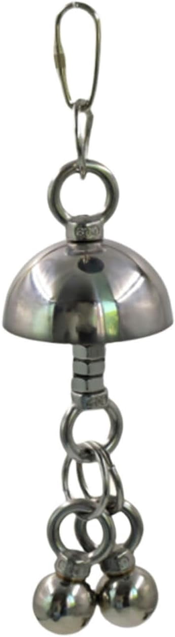 Bird Bell Toy Stainless Steel Chew Hanging for Large Parrots(Silver, Small)
