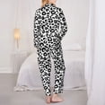 thumbnail image 3 of Pajama Sets for Women 2 Pcs, cool black grey Leopard print Button Down Long Sleeve Sleepwear Lounge PJ Sets, 3 of 6