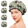 thumbnail image 7 of Shower Caps,Rottweiler with Pioneer Flower Waterproof Shower Cap for Women 4 Pieces,Double Reusable Hair Cover for Shower PEVA Elastic Stretch Hem, 7 of 7