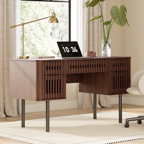 54" Executive Computer Desk with Storage and 5 Drawers for Home Office