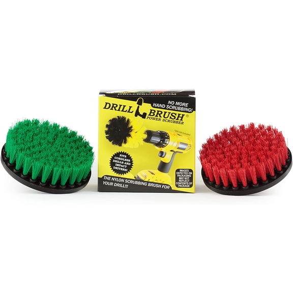 Cleaning Supplies - Spin Brush - Drill Brush - Stiff and Medium Bristle Brush Set - Clean and Scrub - Outdoor Rug - Deck Brush - Algae, Mold, Mildew, and Moss - Rust, Calcium, Hard Water Stains