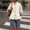 Beige, variant on Womens Ruffle Stand Collar Short Trench Coat Single Breasted Cropped Jackets With Plaid Cuffs, L