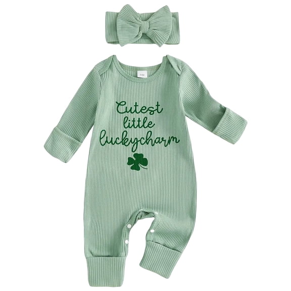 My First St Patricks Day Baby Girl Boy Outfit Mamas Lucky Charm Romper Jumpsuit Spring Clothes