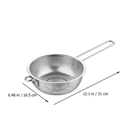 

Stainless Steel Long-handle Colander Draining Basket Vegetable Fruit Washing Basket
