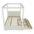 thumbnail image 6 of Harper & Bright Designs Full Size Upholstery Canopy Platform Bed with Trundle and 3 Storage Drawers, Captain Platform Bed Frame with 4-Poster Canopy Roof, Beige, 6 of 12