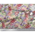 thumbnail image 3 of Soimoi Orange Poly Georgette Fabric Floral,Insect & Parrot Bird Decor Fabric Printed BTY 42 Inch Wide, 3 of 3