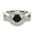 thumbnail image 4 of Black Diamond Engagement Rings for Women Round Cut Diamond Rings Criss Cross Intertwined 14K White Gold 1.10 Carat (H,SI1), 4 of 5