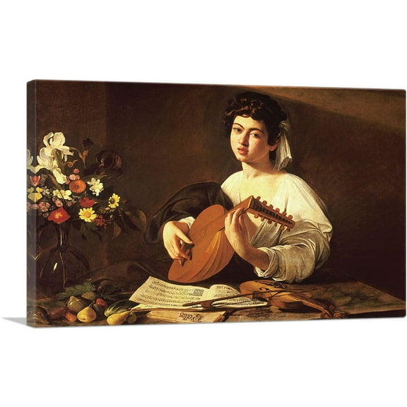 ARTCANVAS The Lute Player 1595 Canvas Art Print by Caravaggio - Size: 26" x 18" (0.75" Deep)