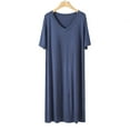 thumbnail image 2 of Feancey Nightdress for Women Loose Fit Casual Modal Nightgowns Summer Short Sleeve V Neck Sleep Dress Soft Lounge Sleepwear 2025 Fashion Gift Ideas Gray XXL, 2 of 9