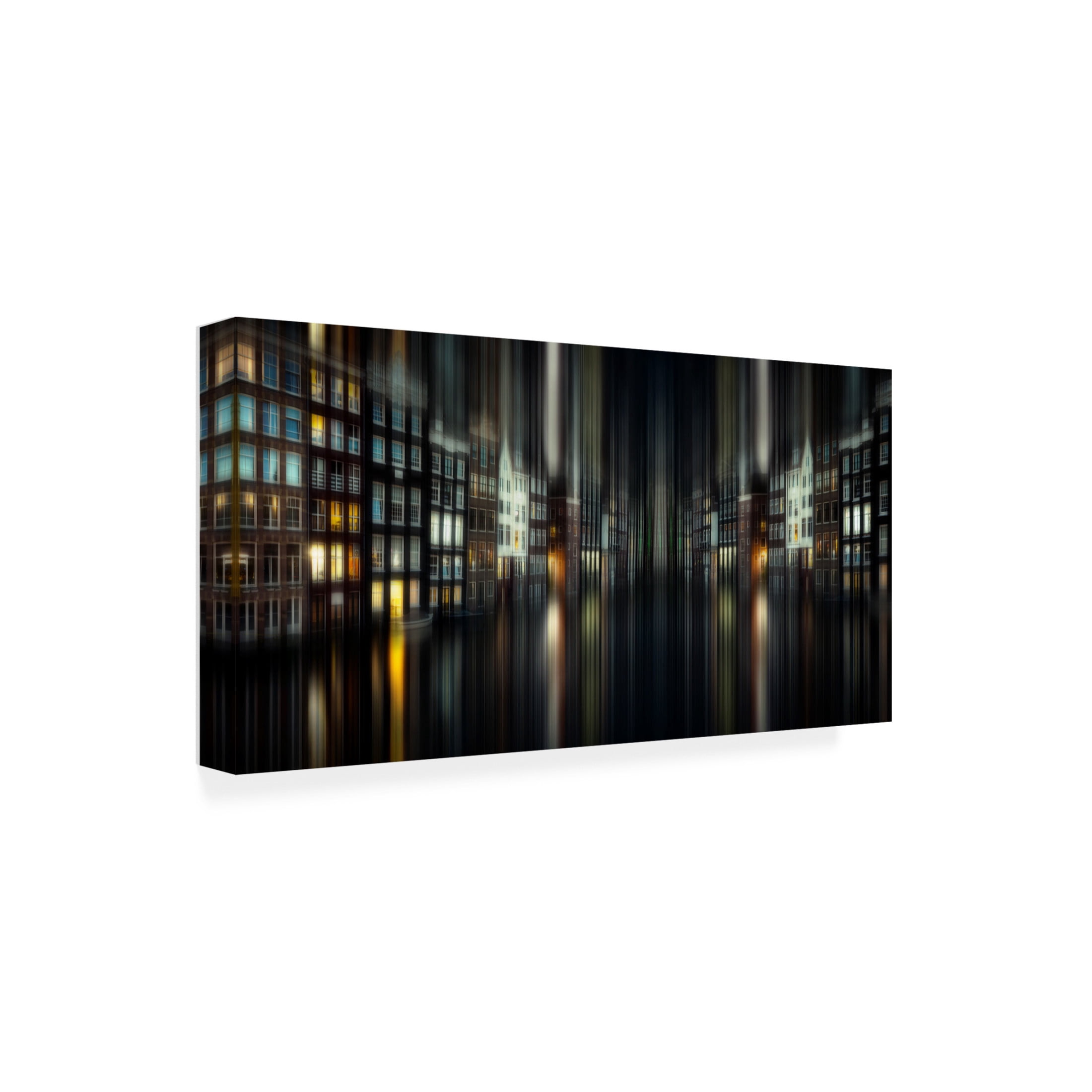 Canvas Wall Art - Arro  'Amsterdam By Night' Wall Art for Living Room, Bedroom, or Office D?cor by Trademark Fine Art - 32 x 16 Inches