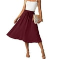 thumbnail image 3 of Women Casual Skirt New Women Maxi Skirt Long Flowy Pleated High Waisted with Pockets Summer Casual Elastic Waist A-Line Skirts Wine S, 3 of 8