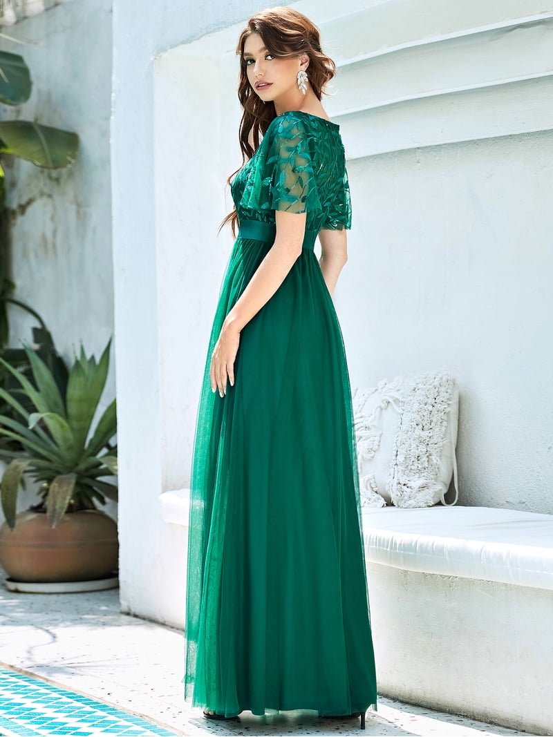 Toamir Womens Round Neck Flutter Sleeve Long Evening Bridesmaid Dresses for Women 00904 Green US6 - Walmart.com Toamir Womens Round Neck Flutter Sleeve Long Evening Bridesmaid Dresses for Women 00904 Green US6 - Walmart.com