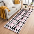 thumbnail image 3 of 2x6 Kitchen Runner Rug, Pink Black Plaid Non-Skid Rubber Backing Large Rectangle Rugs - Living Room Bedroom Home Office, Farmhouse Pink Black Checkered Indoor Floor Mat Carpets Washable Rug, 3 of 9