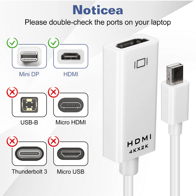 Mini DisplayPort to HDMI Adapter for DELL XPS 13 Infinity Mini DP