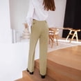 thumbnail image 4 of SCHUHLAND Women's High Waisted Dress Pants - Elegant Solid Ankle Trousers, Professional Straight Leg Business Casual Slacks with Button Detail, 4 of 10