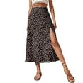 thumbnail image 2 of Womens Skirts Floral Half Body Split A Line Buttocks Wrapped Mid Waist Long Skirt Womens Summer Clothes Brown XL, 2 of 4