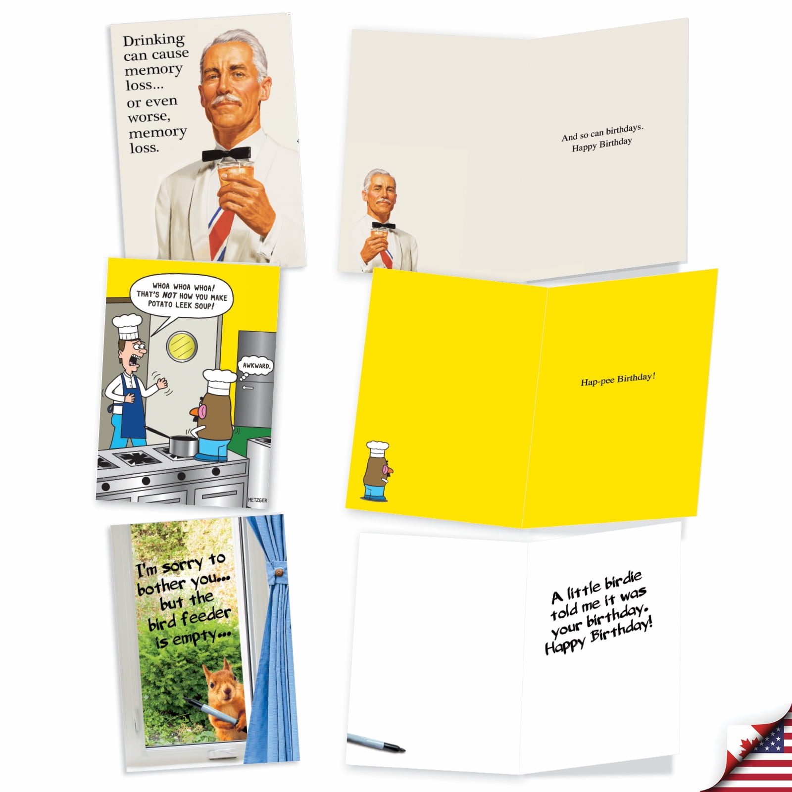 NobleWorks 20 Assorted Box Set Funny Birthday Greeting Cards w/5 x 7 Inch Envelopes (10 Designs, 2 Each) Bday Another Year Older AC8839BDG-B2x10