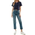 thumbnail image 4 of Loving People Women's Cotton Crop Top, Round Neck, Short Sleeve, Navy (Small), 4 of 11