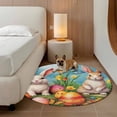 thumbnail image 3 of Easter Rabbits, Round Area Rug 3.3 FT, Non Slip Small Entryway Kitchen Mat, Easter Bunny Egg Watercolor Floral Washable Soft Circular Rug Non-Shedding Door Mat for Bathroom Playroom Kids Room, 3 of 9