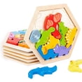 thumbnail image 2 of Wooden Jigsaw Puzzle Children'S Intelligence Puzzle Dinosaur Style, 2 of 5