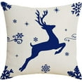 thumbnail image 3 of 18x18 Blue Merry Christmas Throw Pillow Covers,Farmhouse Decorative Outdoor Deer Christmas Tree Pillow Shams Cases Slipcovers Set of 4 for Couch Sofa, 3 of 6