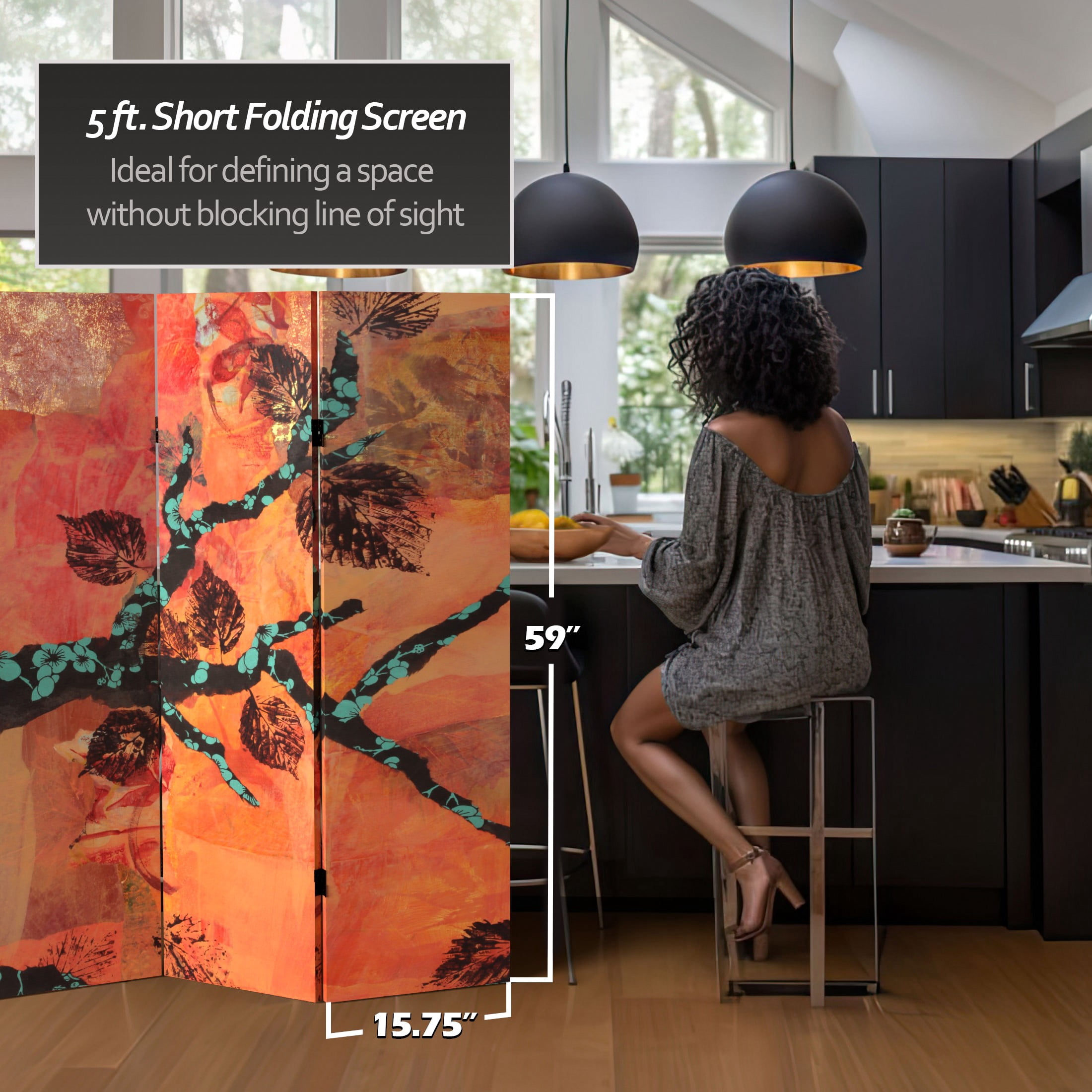 Oriental Furniture 5 ft. Tall Rich Autumn Canvas Room Divider - 3 Panel